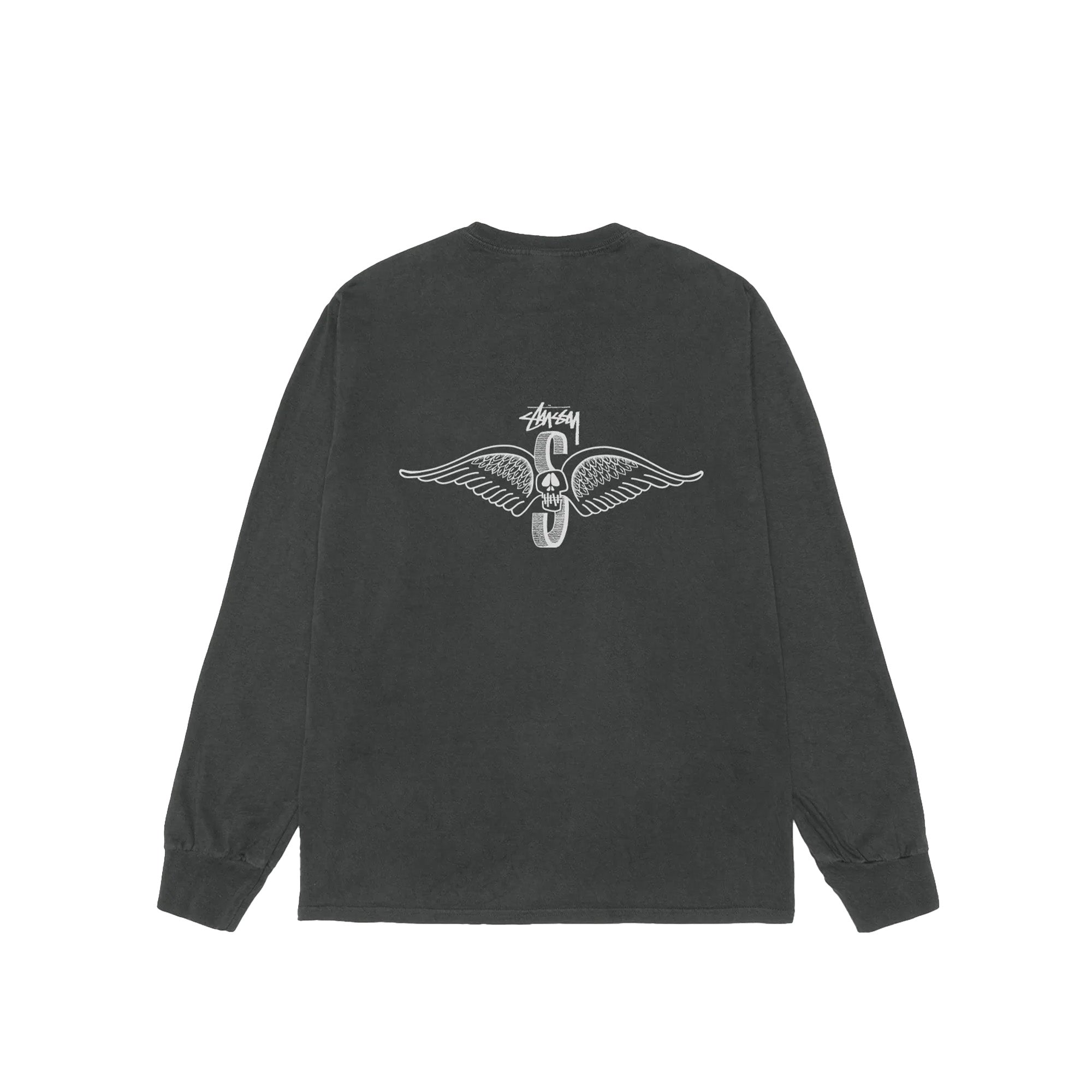 Stussy Skull Wings Pigment Dyed LS Tee 'Black'