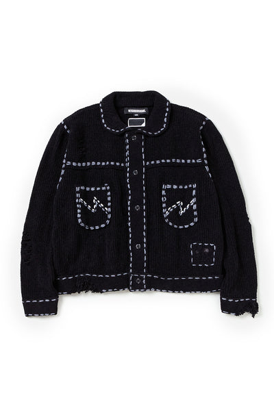 パーカー・フーディ THE MUSEUM VISITOR KNITTING EMBROIDERY HOODY BLACK 13791 BUY-242PGPGN-KNM01-ROOTED-