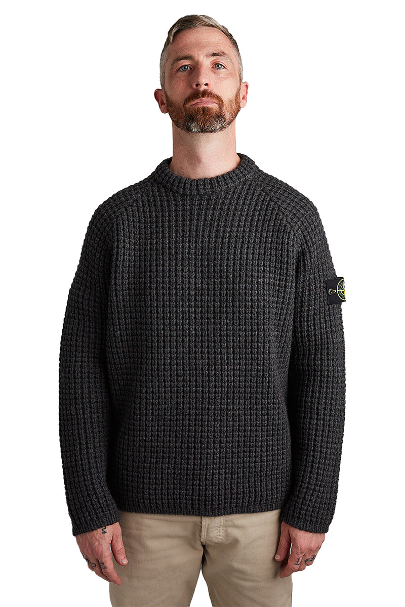 Stone Island Wool Sweater 'Melange Charcoal' | ROOTED