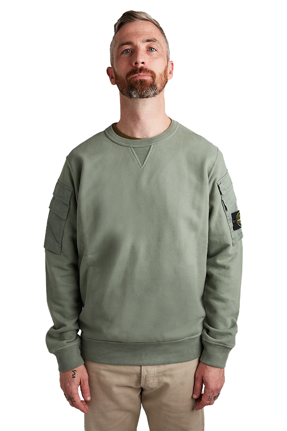 Stone island discount green crew neck