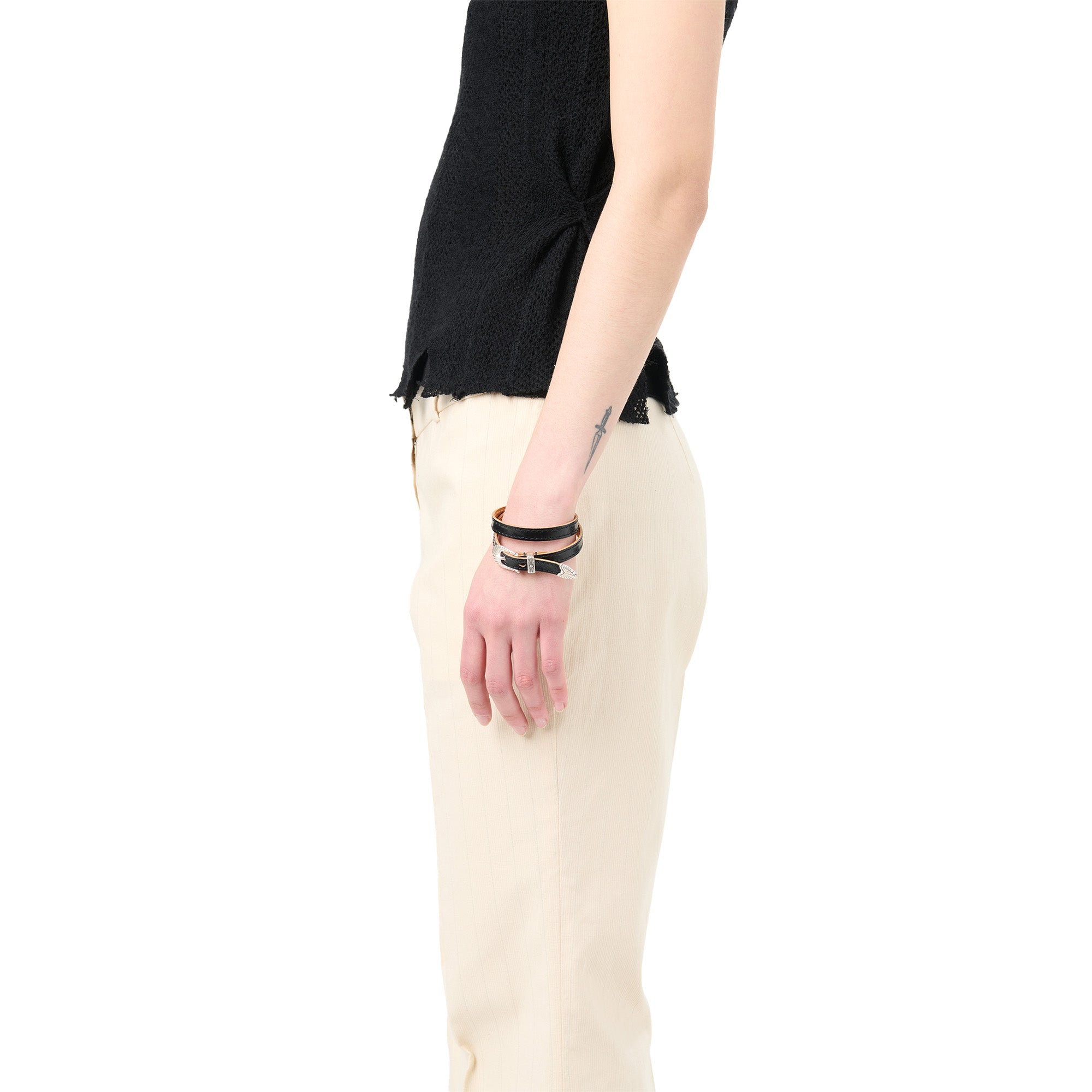 Our Legacy Cowboy Wrap Around Bracelet 'Deep Black Leather' - ROOTED