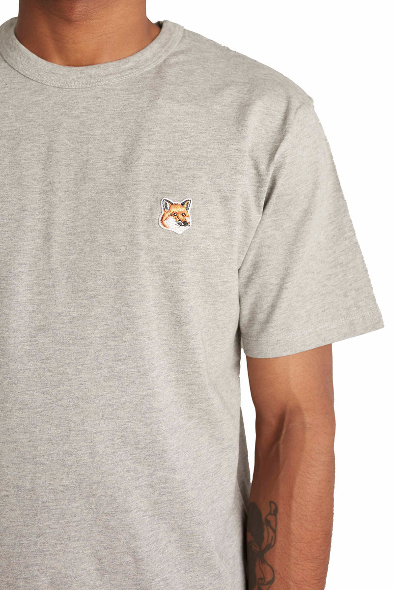 Maison Kitsune Mens Fox Head Patch Classic Tee 'Grey' - ROOTED