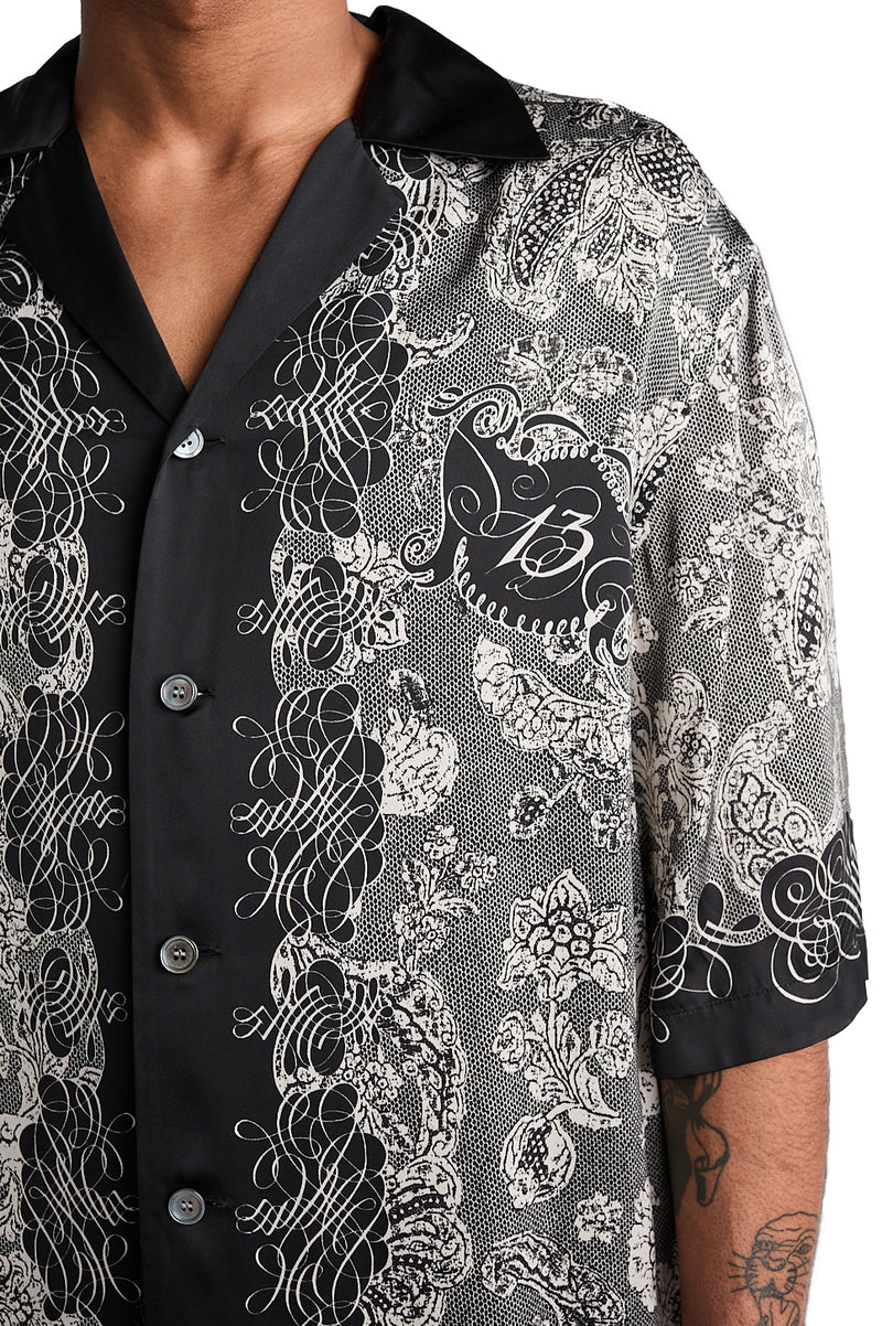 Acne Studios Silk Crochet Shirt 'Black/Ecru' - ROOTED