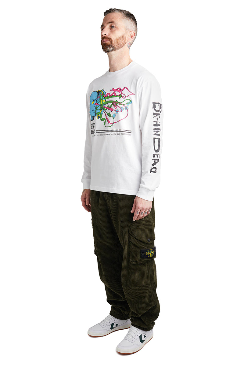 Brain Dead Conscious Control L/S Tee 'White' - ROOTED