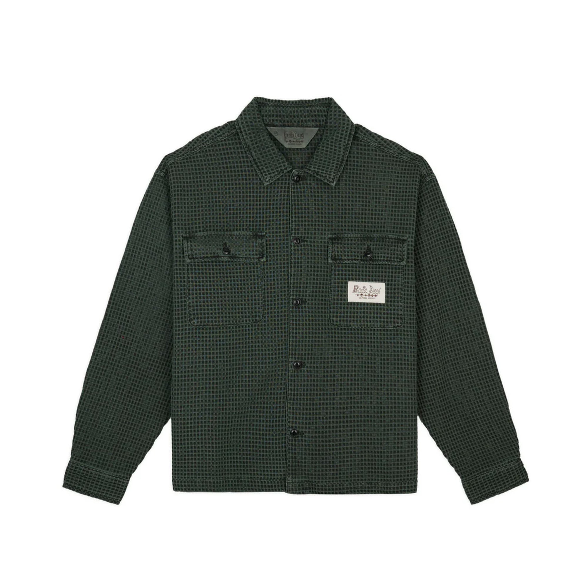 Brain Dead Waffle Button Up 'Dark Green'