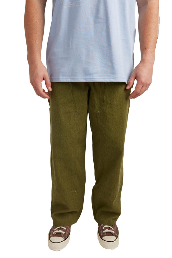 Brain Dead Bull Denim Double Knee Utility Pant 'Olive' - ROOTED