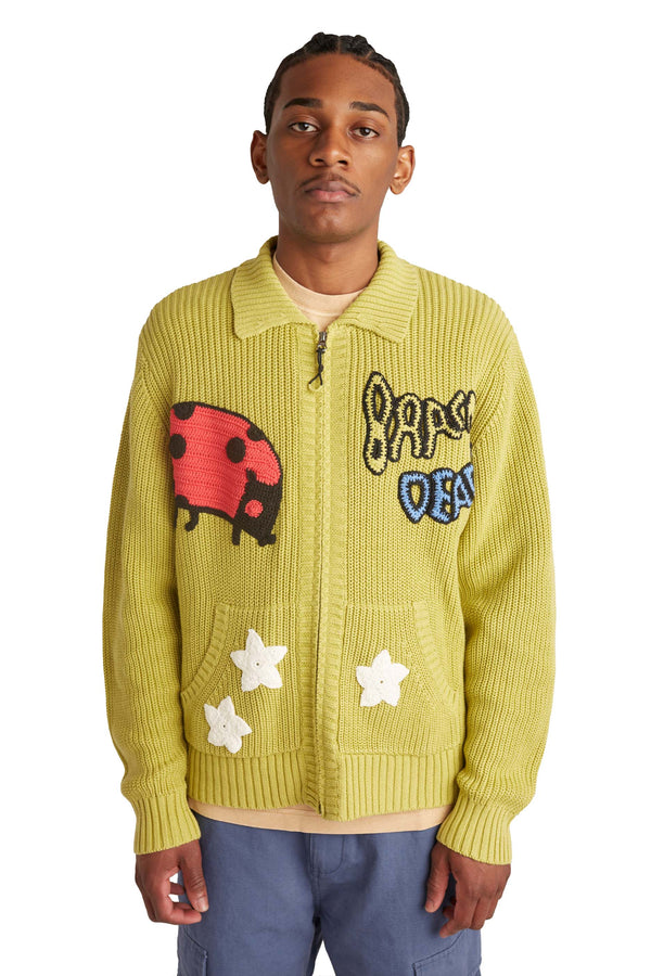 Brain Dead Buggin' Out Neppy Bolero Sleeve Cardigan 'Olive' - ROOTED