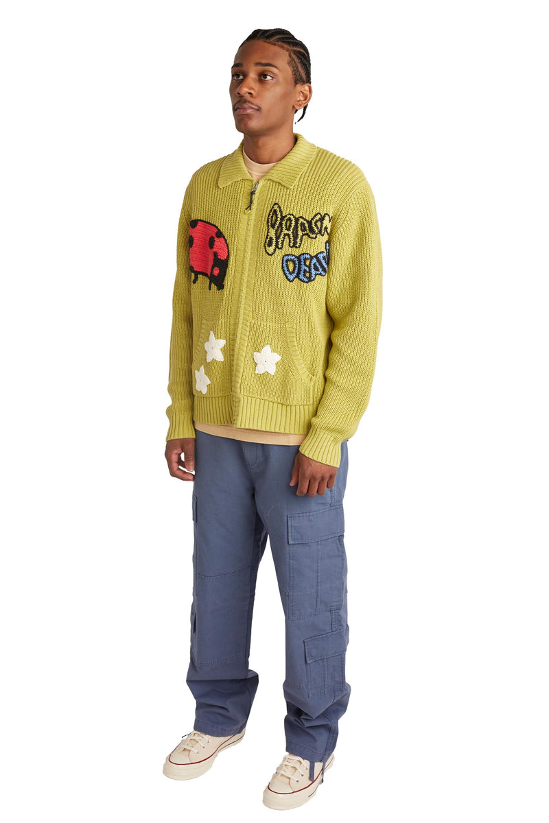 Brain Dead Buggin' Out Neppy Bolero Sleeve Cardigan 'Olive' - ROOTED