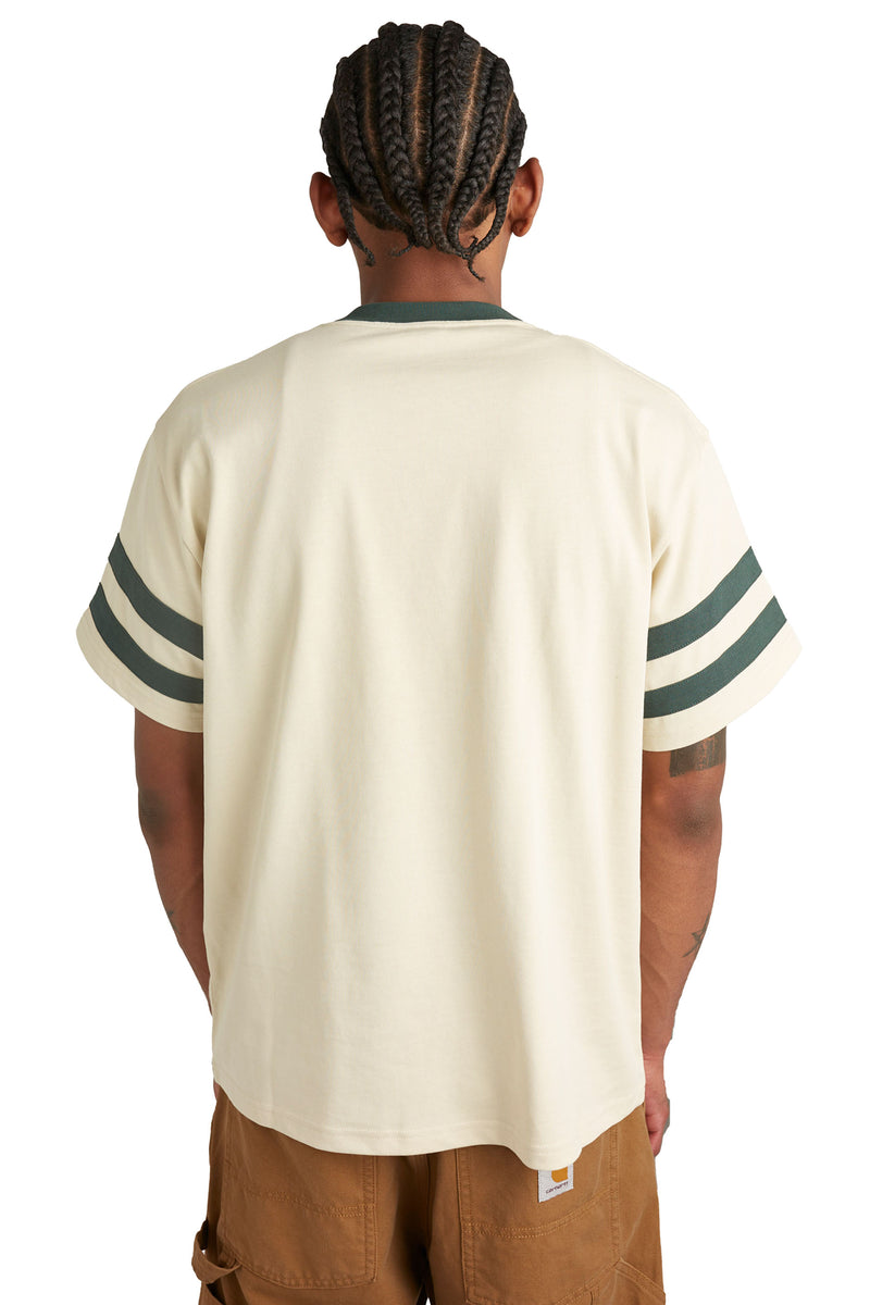 Brain Dead Embossed Worldwide Short Sleeve Football Shirt 'Natural' - ROOTED