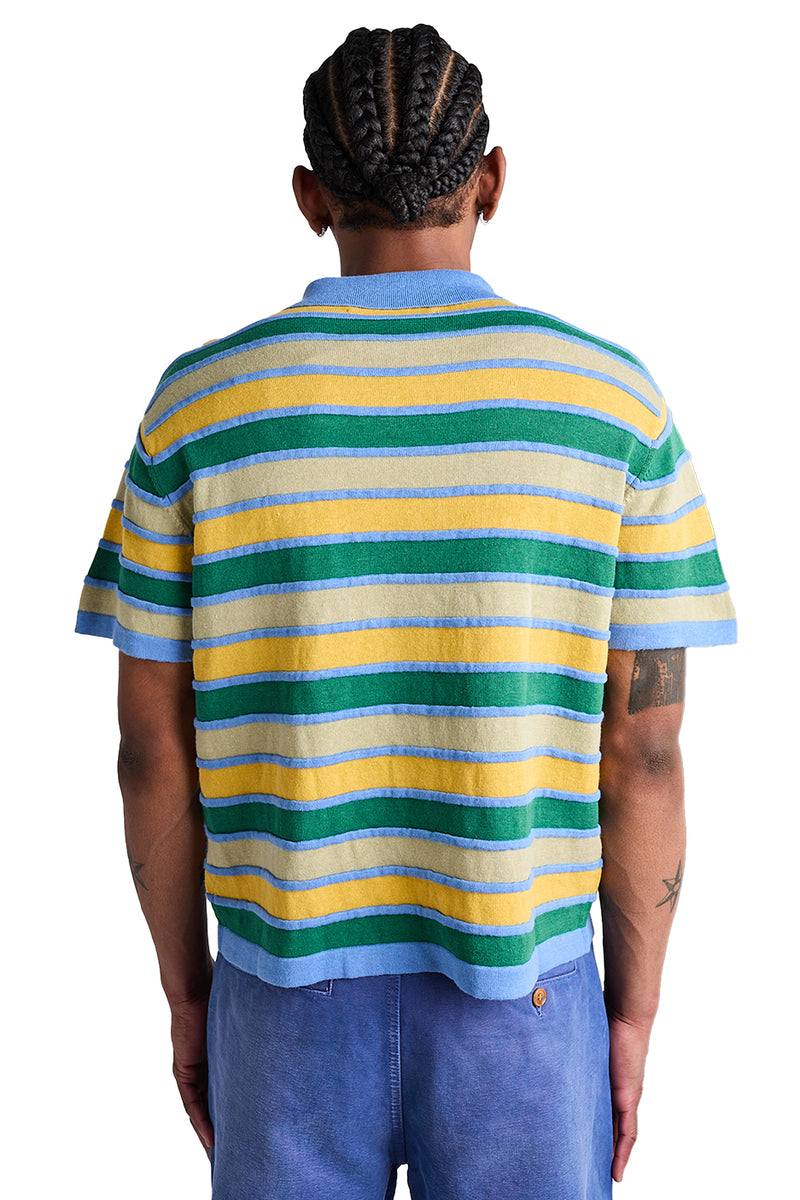 Brain Dead Lifted Stripe Half Zip Shirt 'Yellow Multi' - ROOTED