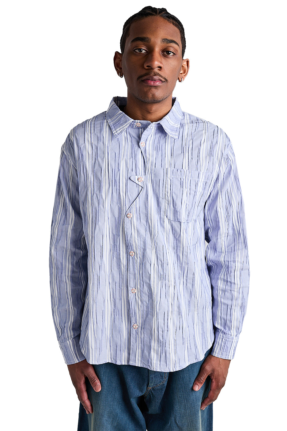 Brain Dead Organic Placket Shirt 'Blue' - ROOTED