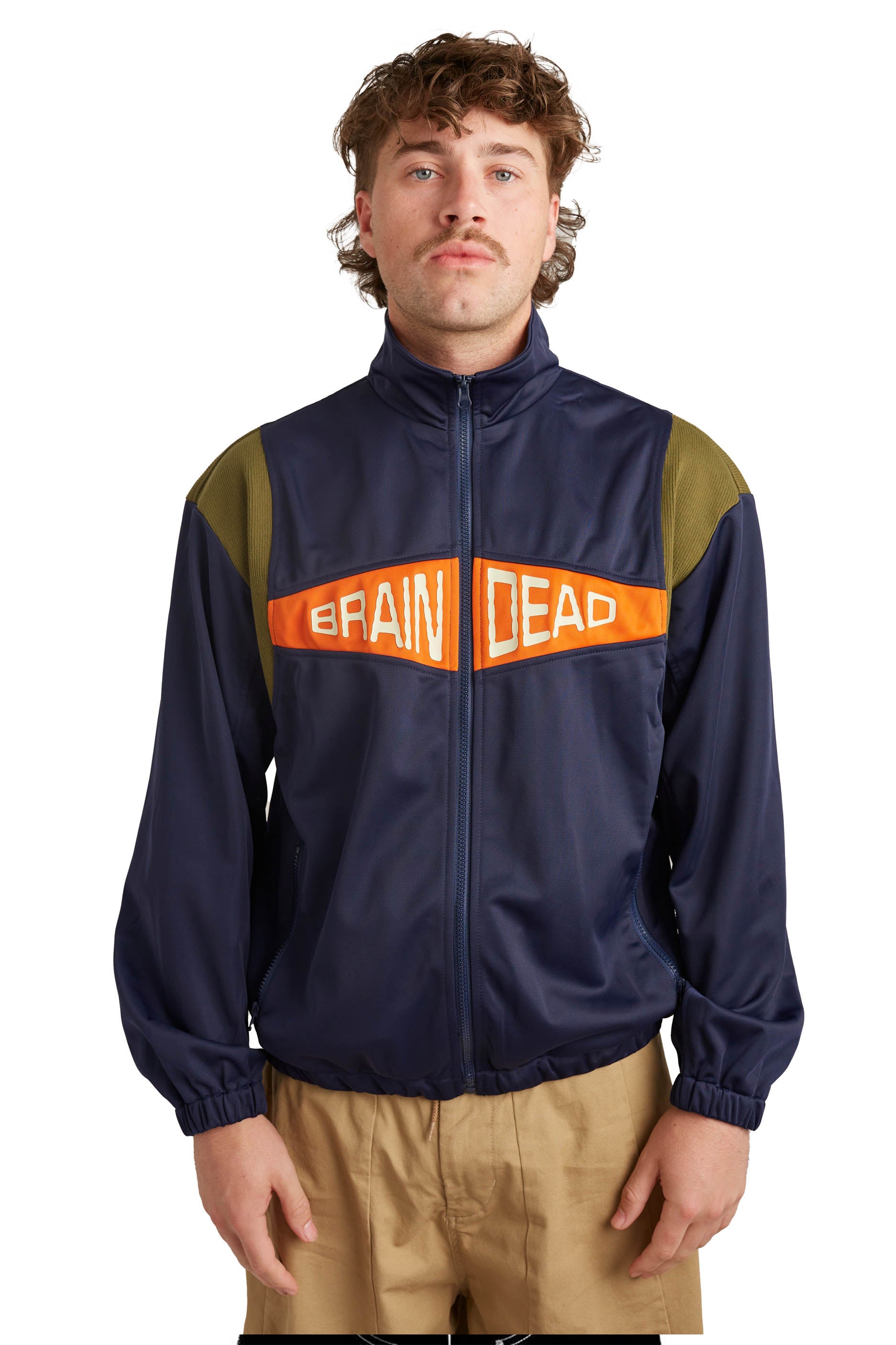 Brain Dead Alonzo Paneled Rib Track Jacket 'Navy' | ROOTED