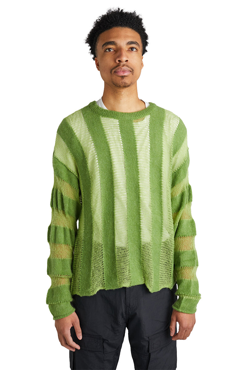 Brain Dead Fuzzy Threadbare Sweater 'Green' - ROOTED