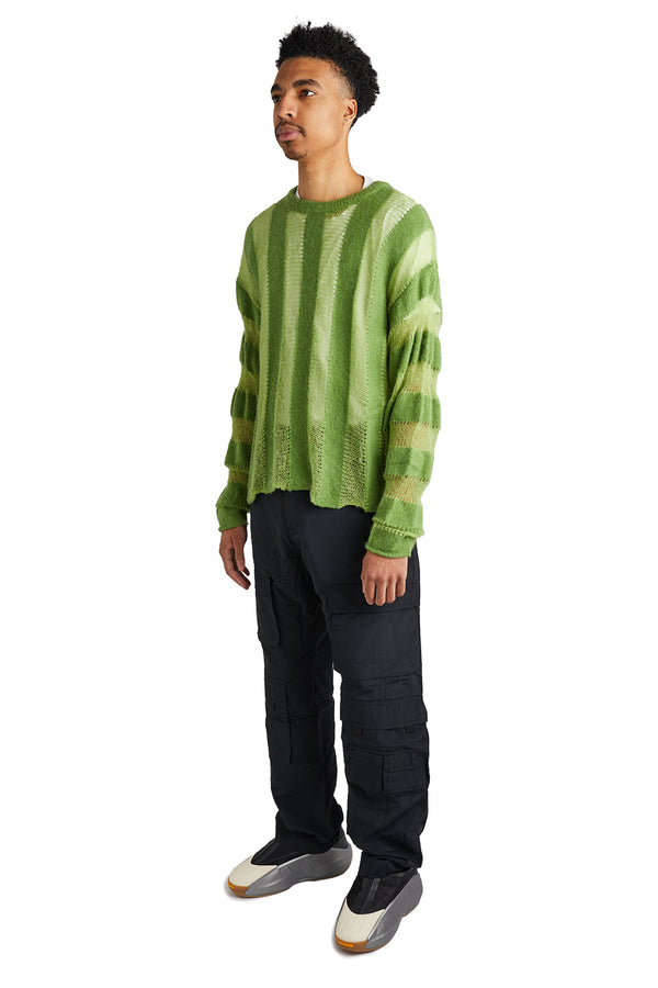 Brain Dead Fuzzy Threadbare Sweater 'Green' - ROOTED