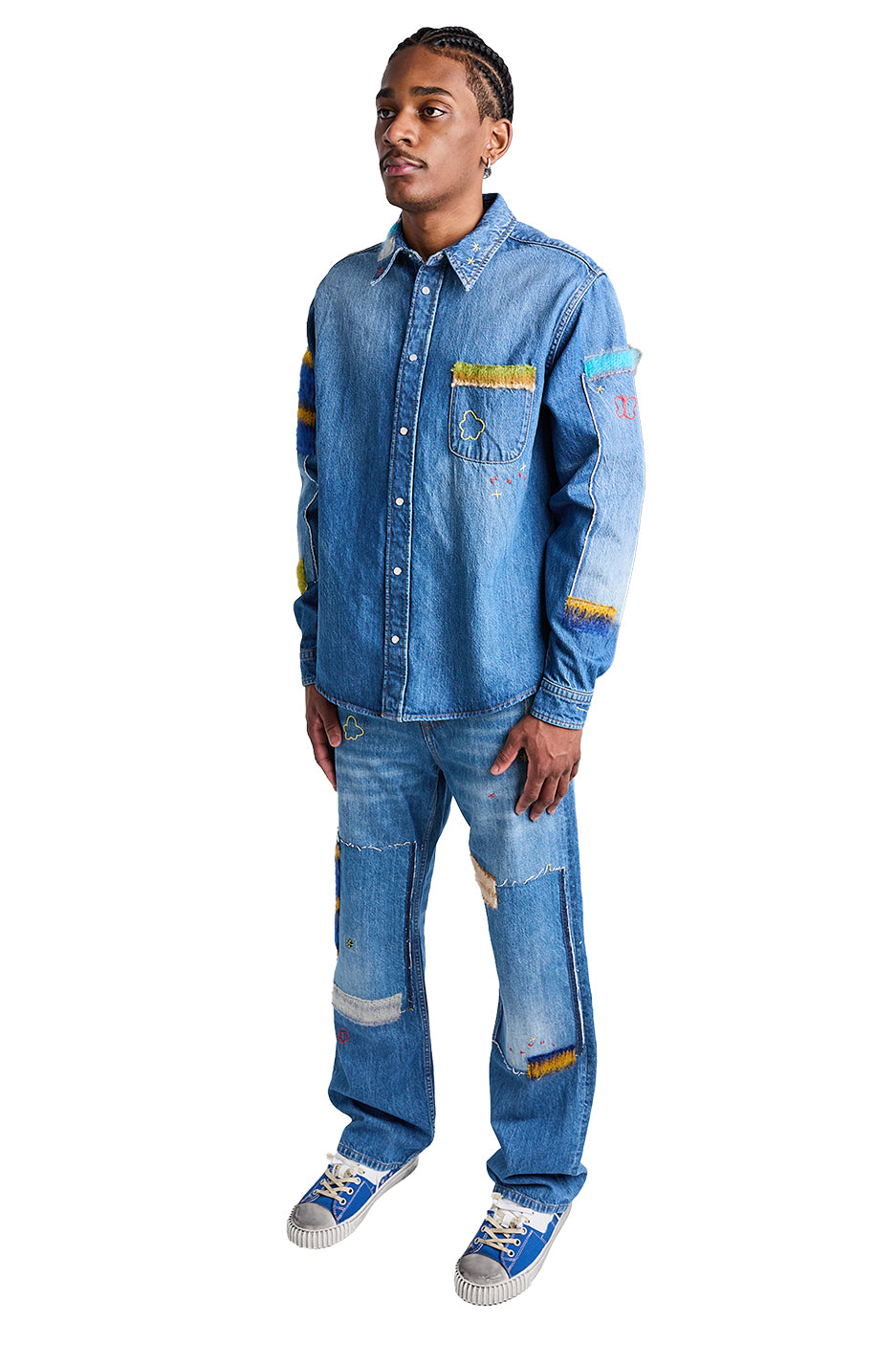 Marni Denim Patchwork Shirt 'Iris Blue' - ROOTED