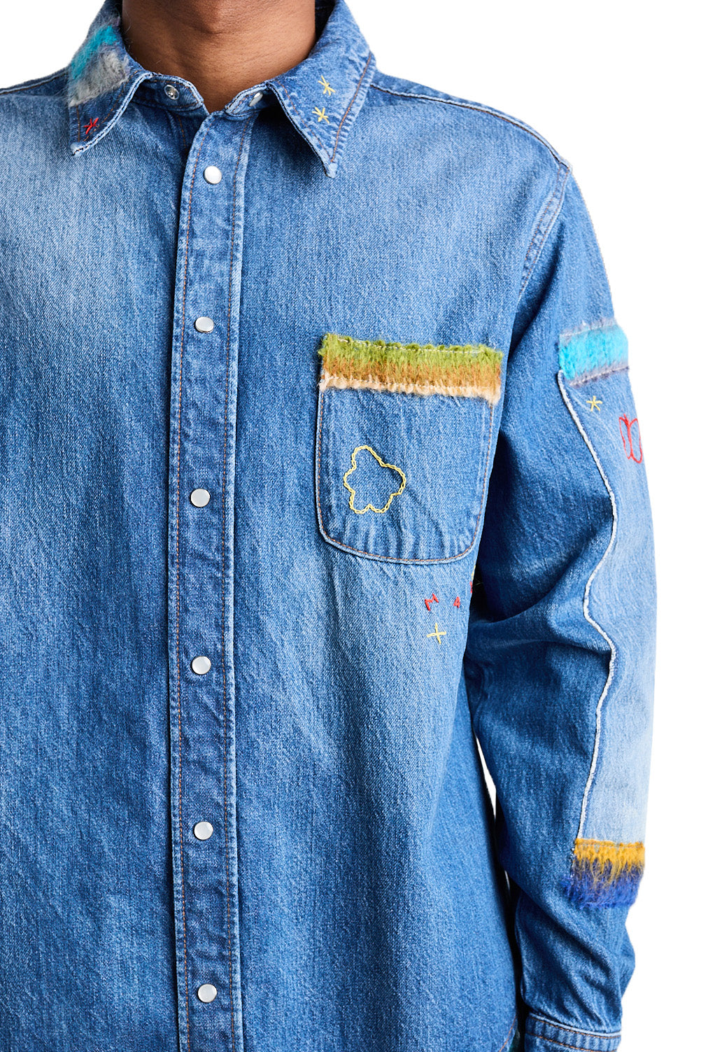 Marni Denim Patchwork Shirt 'Iris Blue' - ROOTED