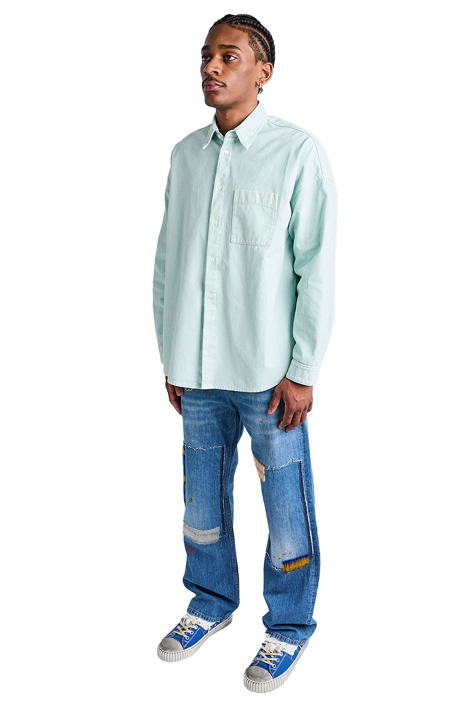 Marni Flocked Denim Overshirt 'Aquamarine' - ROOTED