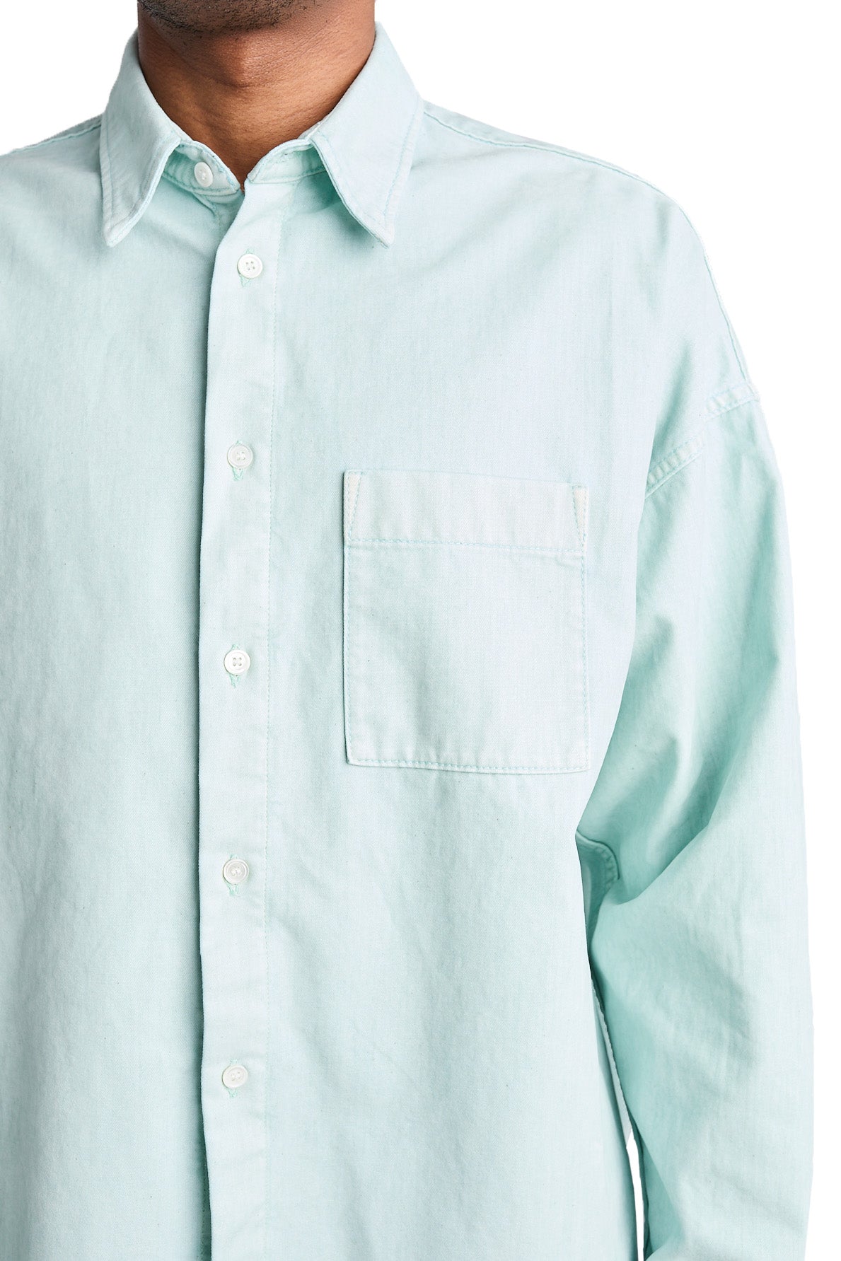 Marni Flocked Denim Overshirt 'Aquamarine' - ROOTED