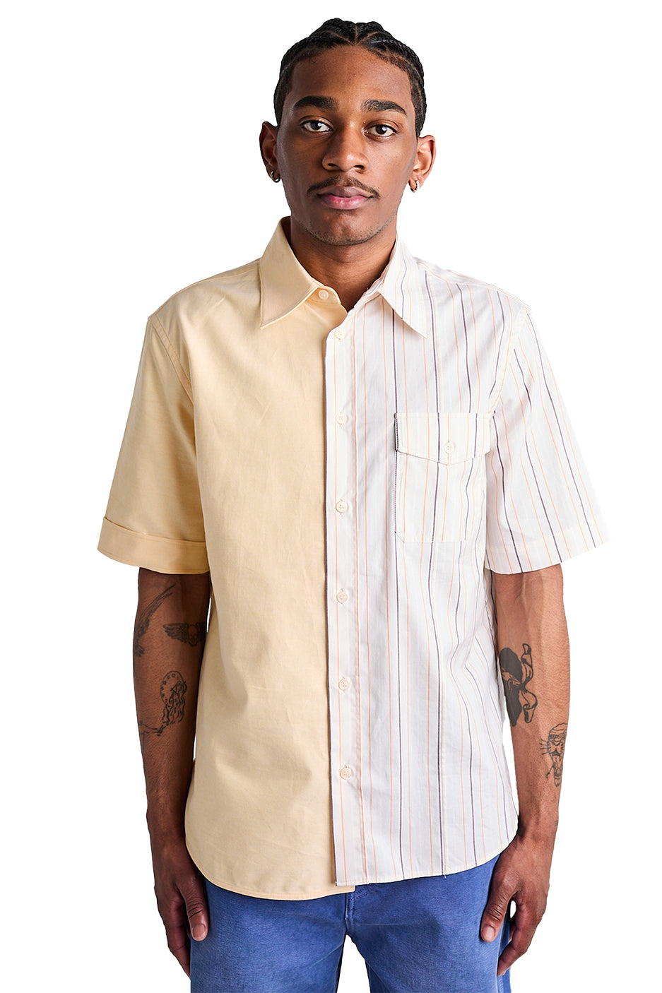 Marni Half Poplin Striped Shirt 'Ivory' - ROOTED