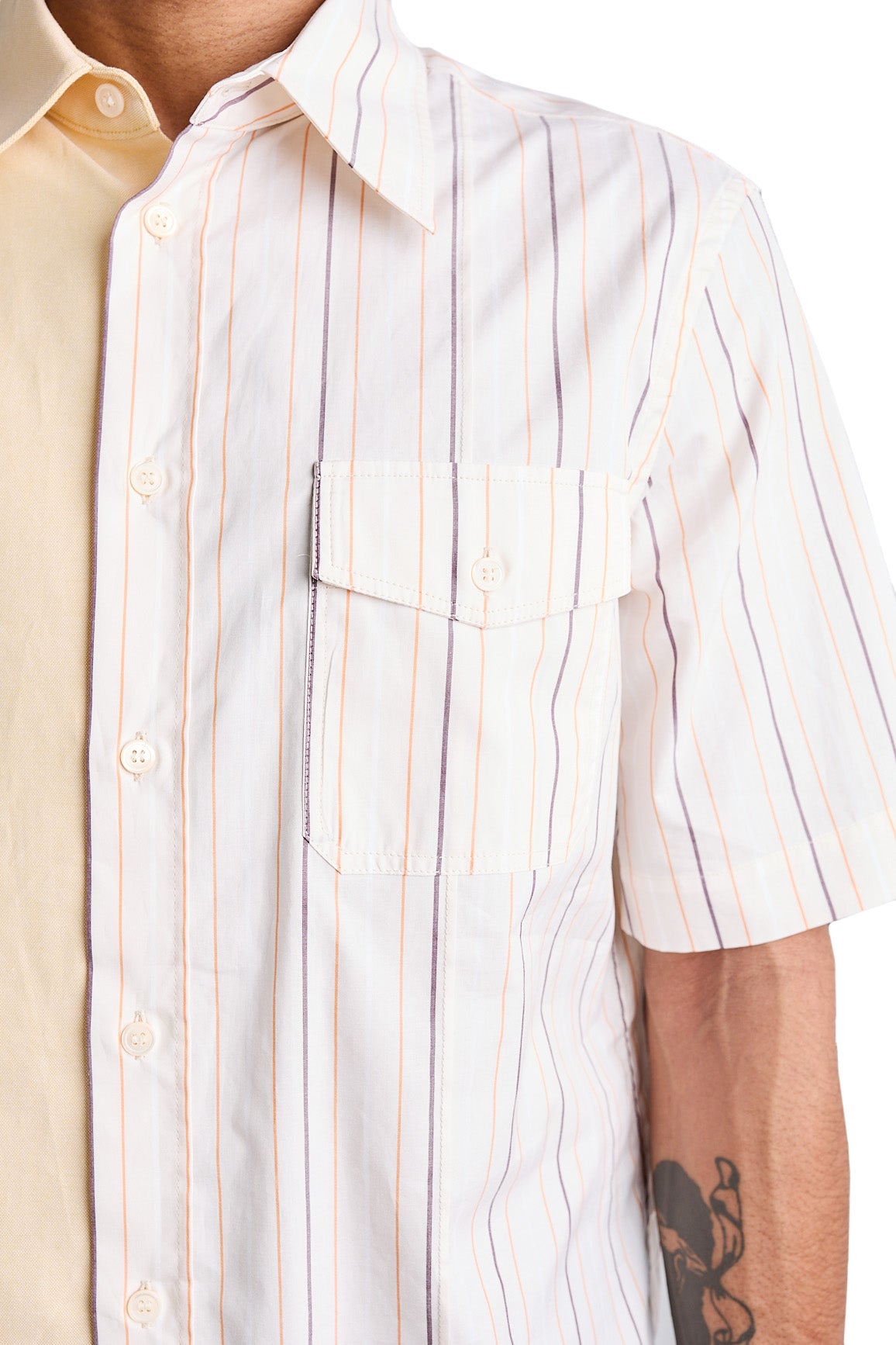 Marni Half Poplin Striped Shirt 'Ivory' - ROOTED