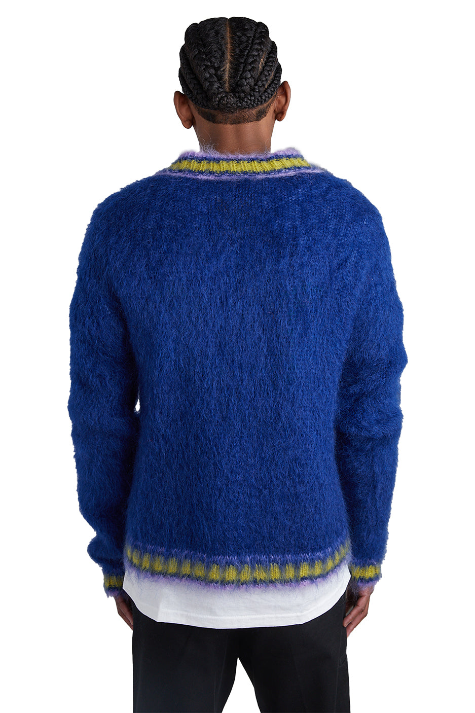 Marni Mixed Yarn V-Neck Sweater 'Royal' - ROOTED