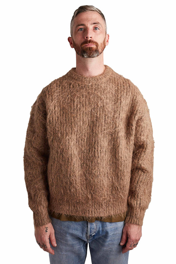 John Elliott Wool Mohair Sweater 'Camel' - ROOTED