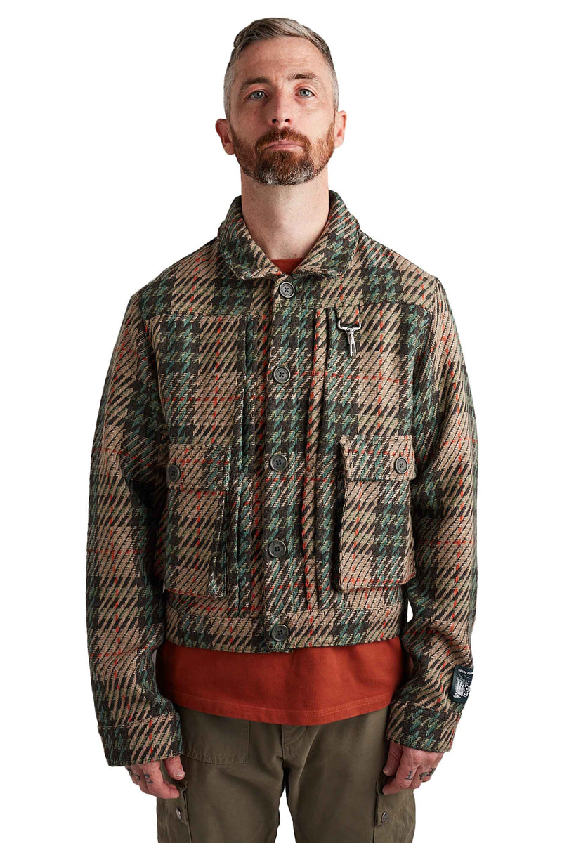 Reese Cooper Knit Plaid Wool Trucker Jacket 'Multi' - ROOTED