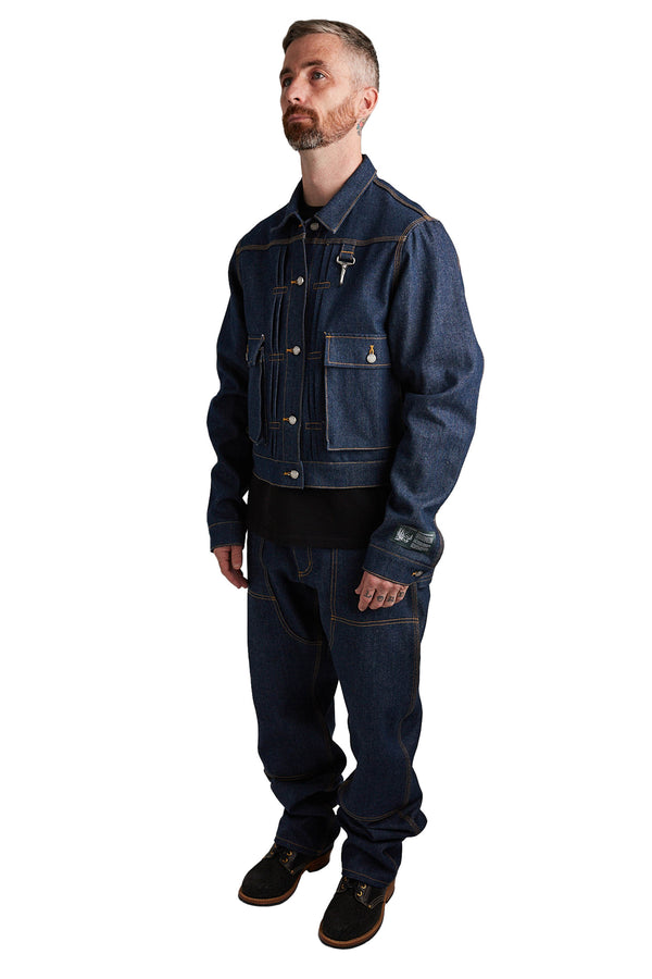 Reese COOPER® Raw Denim Trucker Jacket in Indigo S