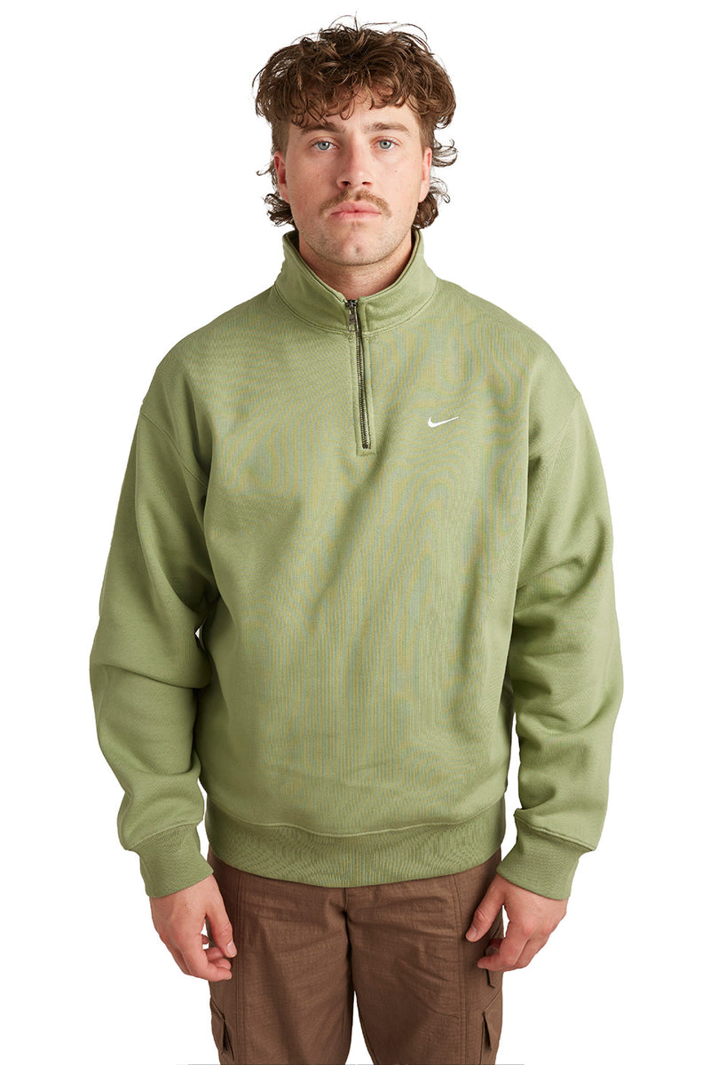 Nike Solo Swoosh 1/4 Zip Sweatshirt 'Oil Green/White' | ROOTED