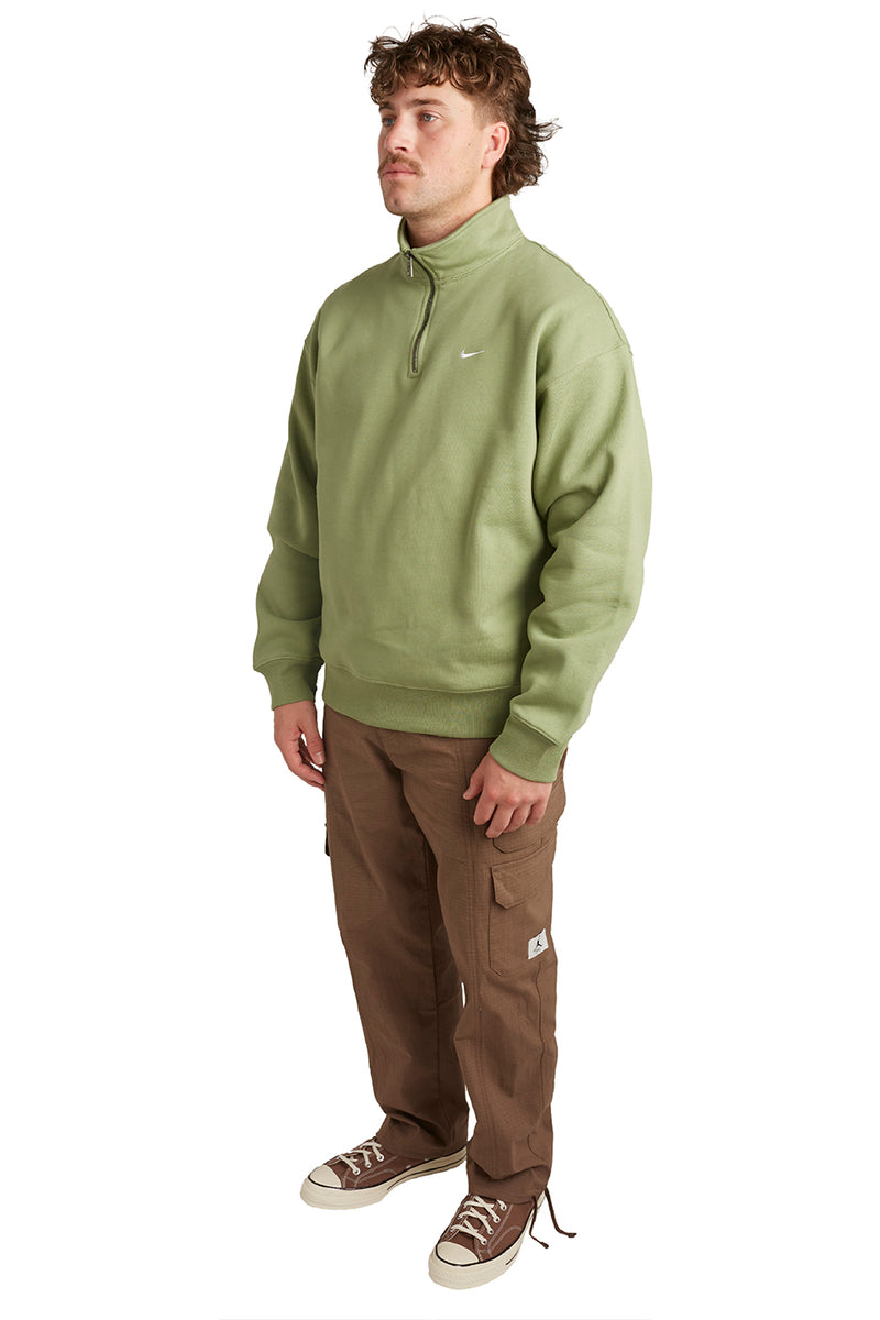 Nike Solo Swoosh 1/4 Zip Sweatshirt 'Oil Green/White' | ROOTED