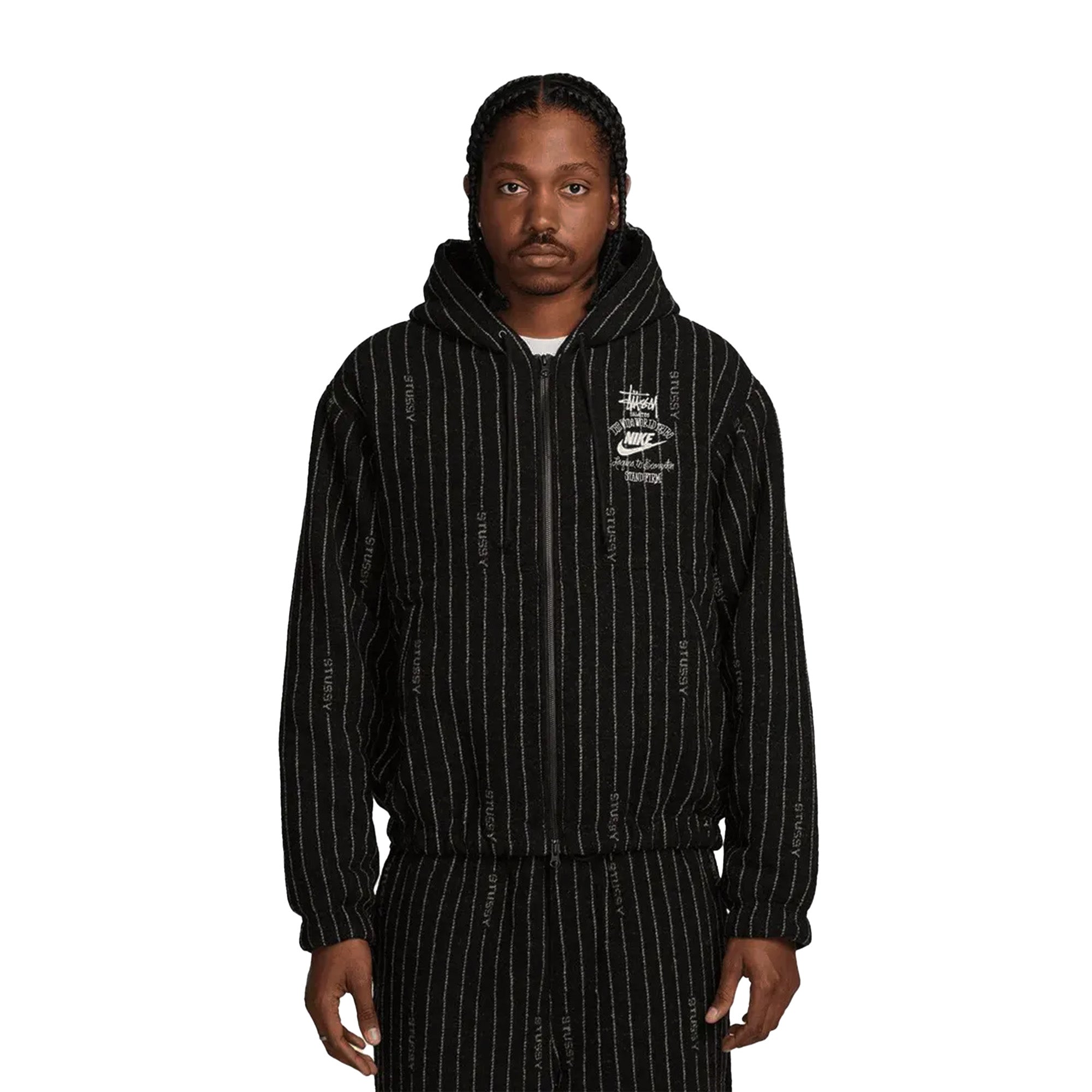 Nike Mens x Stussy U NRG HO Striped Wool Jacket 'Black