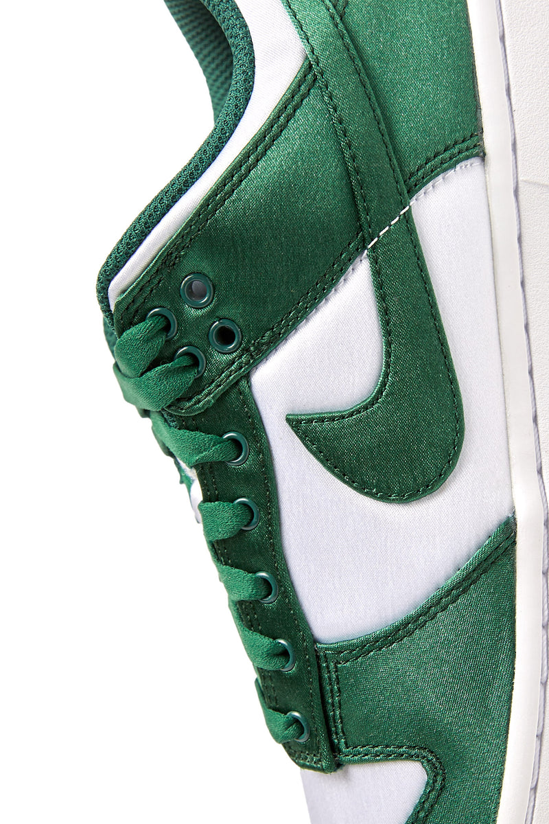 Nike Womens Dunk Low Satin 'White/Team Green' | ROOTED