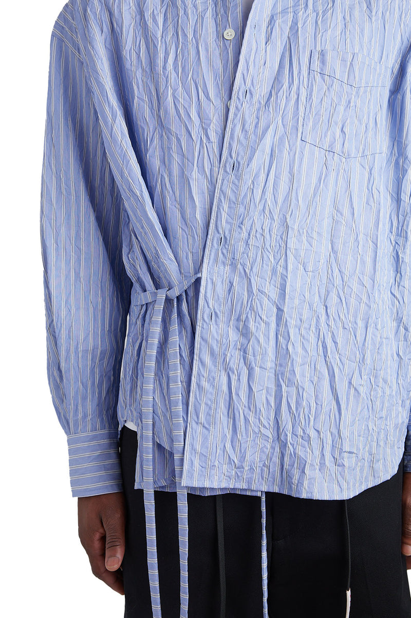 John Elliott Crinkled Kimono Shirt 'Broker Stripe' - ROOTED