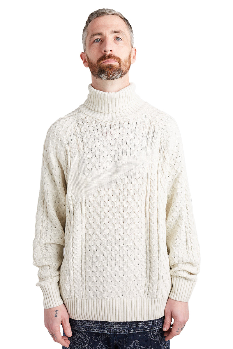 Nike Life Cable Knit Turtleneck Sweater 'Light Bone' - ROOTED