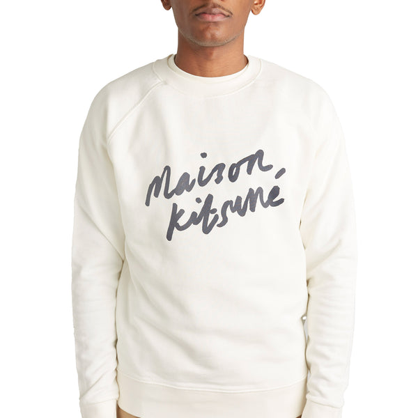 Maison Kitsune Handwriting Sweatshirt 'Ecru' | ROOTED