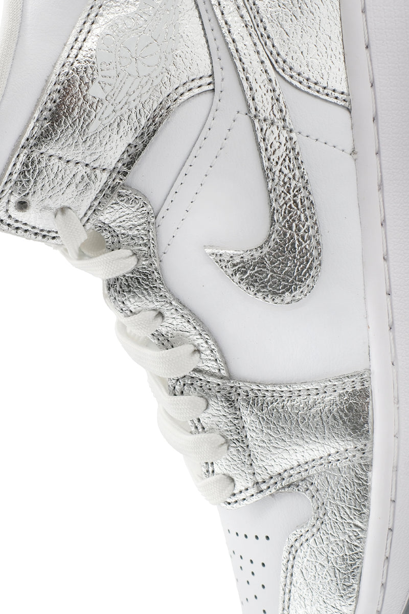 Air Jordan Womens 1 Mid SE 'White/Metallic Silver'