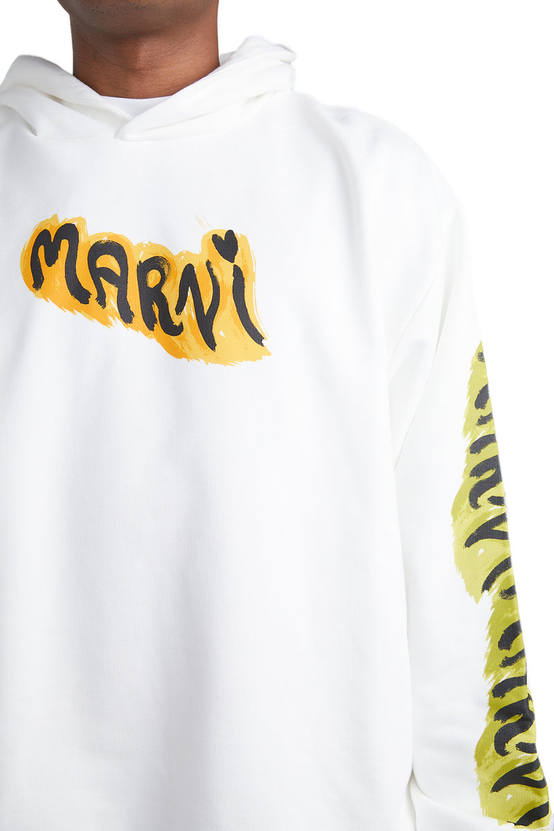 Marni Graffiti Logo Hoodie 'Natural White' - ROOTED