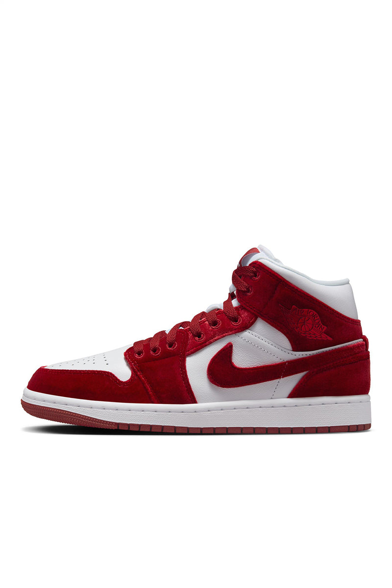 Air jordan 1 mid red and white on sale