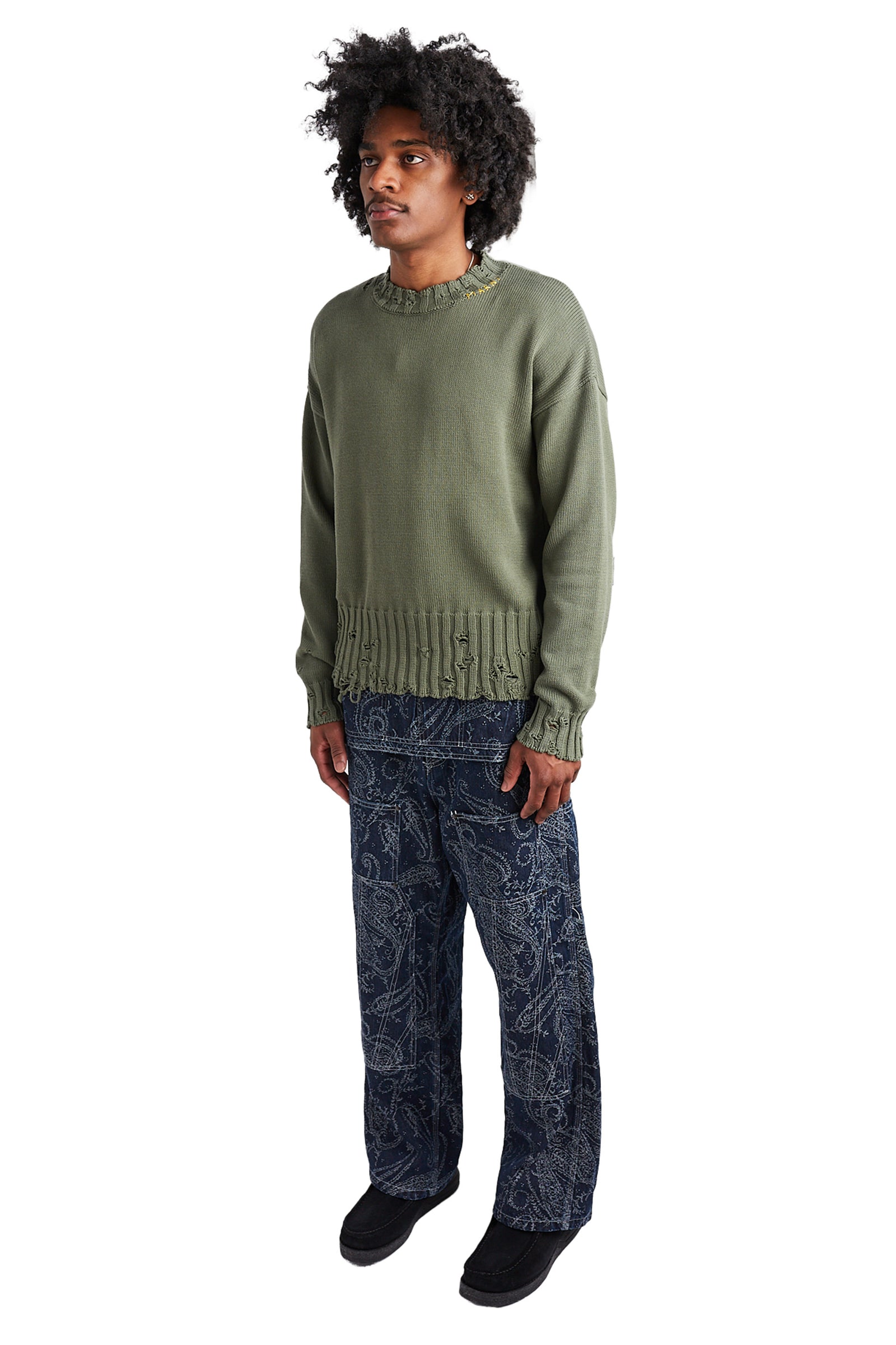 Marni Disheveled Cotton Crewneck Sweater 