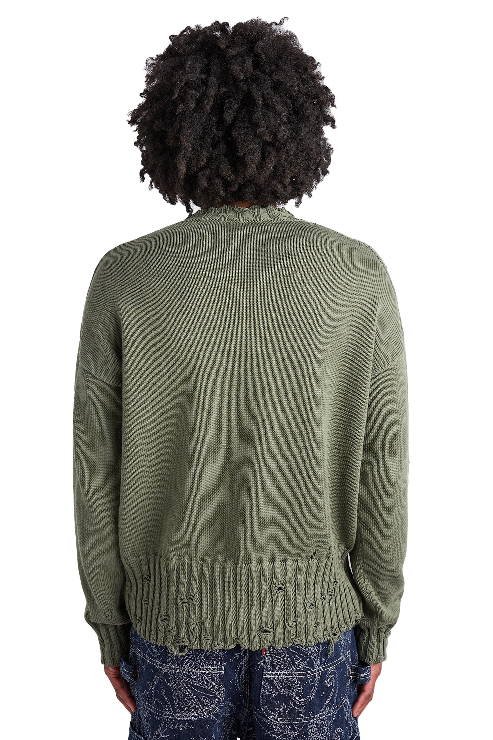 Marni Disheveled Cotton Crewneck Sweater 'Leav Green' - ROOTED