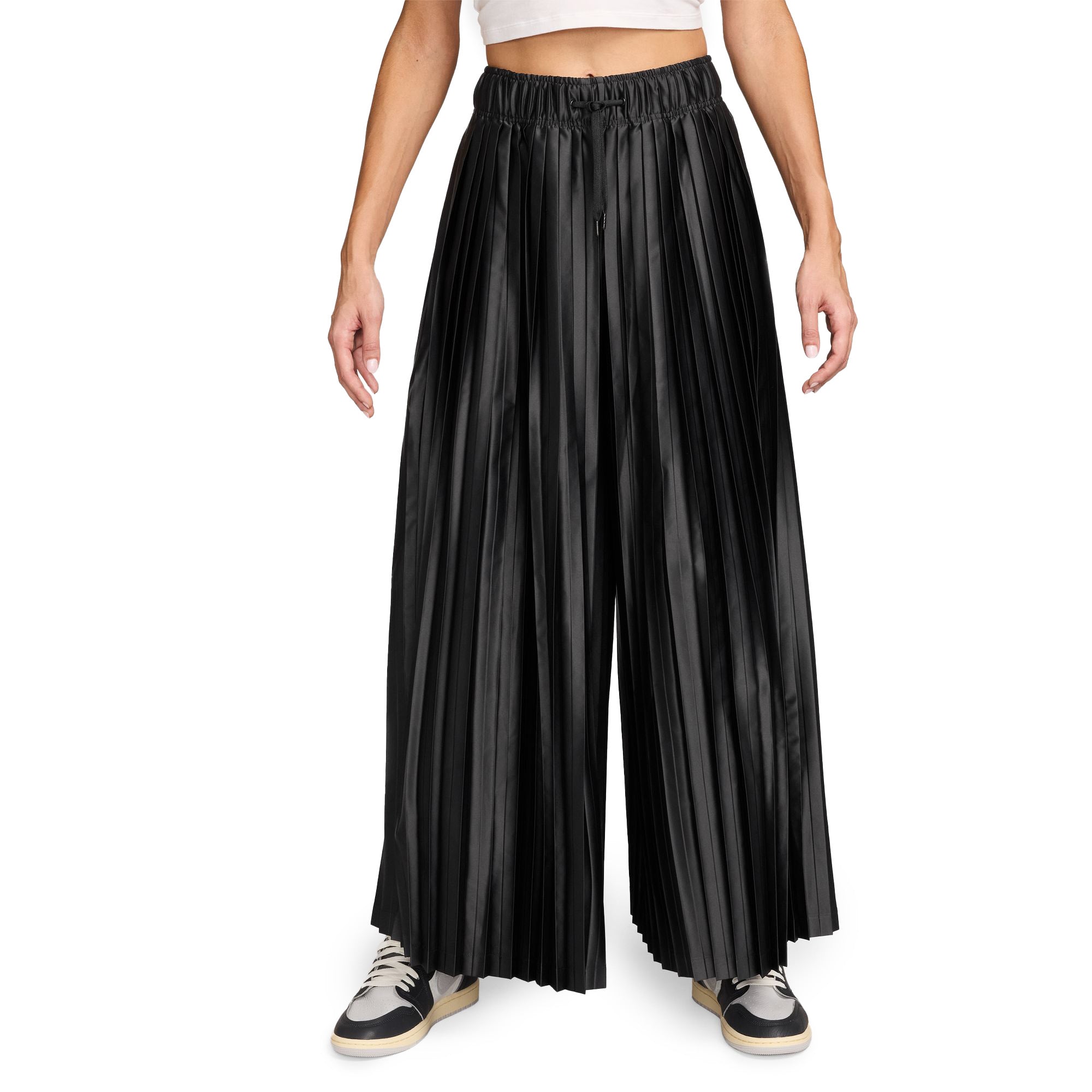 Womens Nike Sportswear Mid-Rise Pleated Track Pants 'Black/Sail'