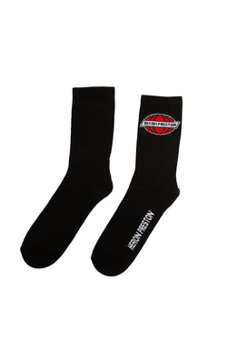 Heron Preston Globe Long Socks 'Black/Red' - ROOTED