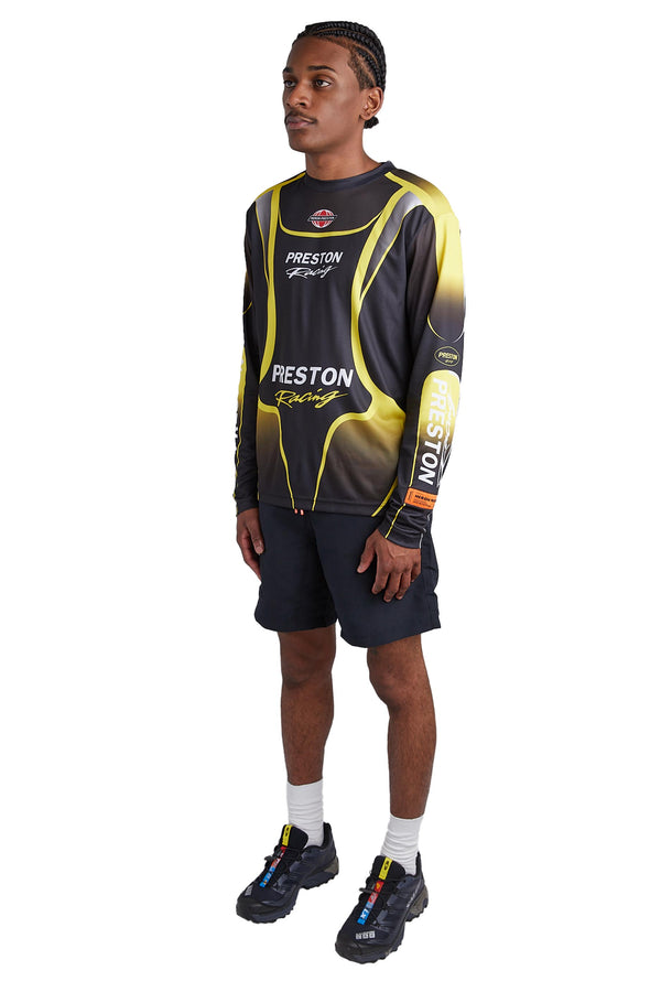 Heron Preston Racing Dri-Fit LS Tee 'Black/Yellow' - ROOTED