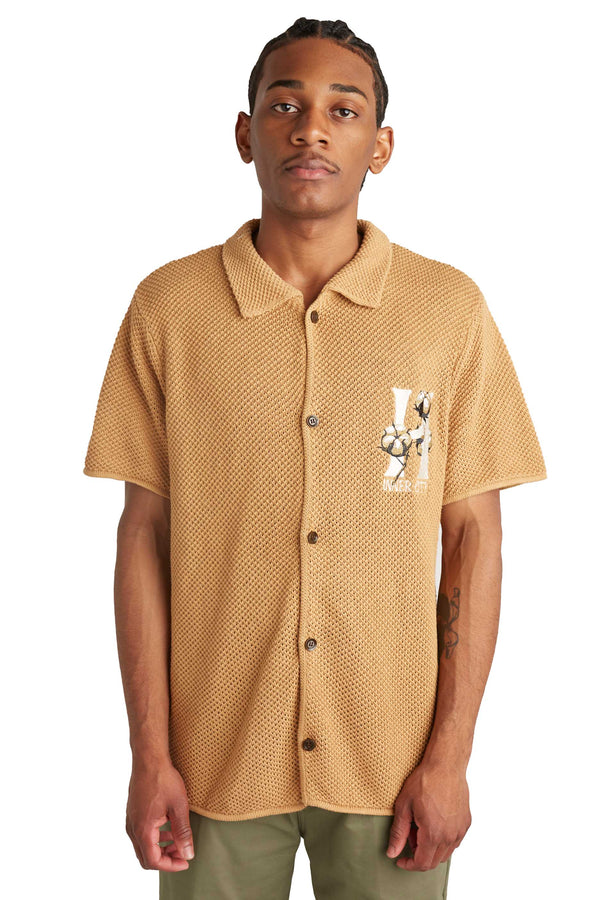 Honor The Gift Knit Button Up Shirt 'Caramel' - ROOTED