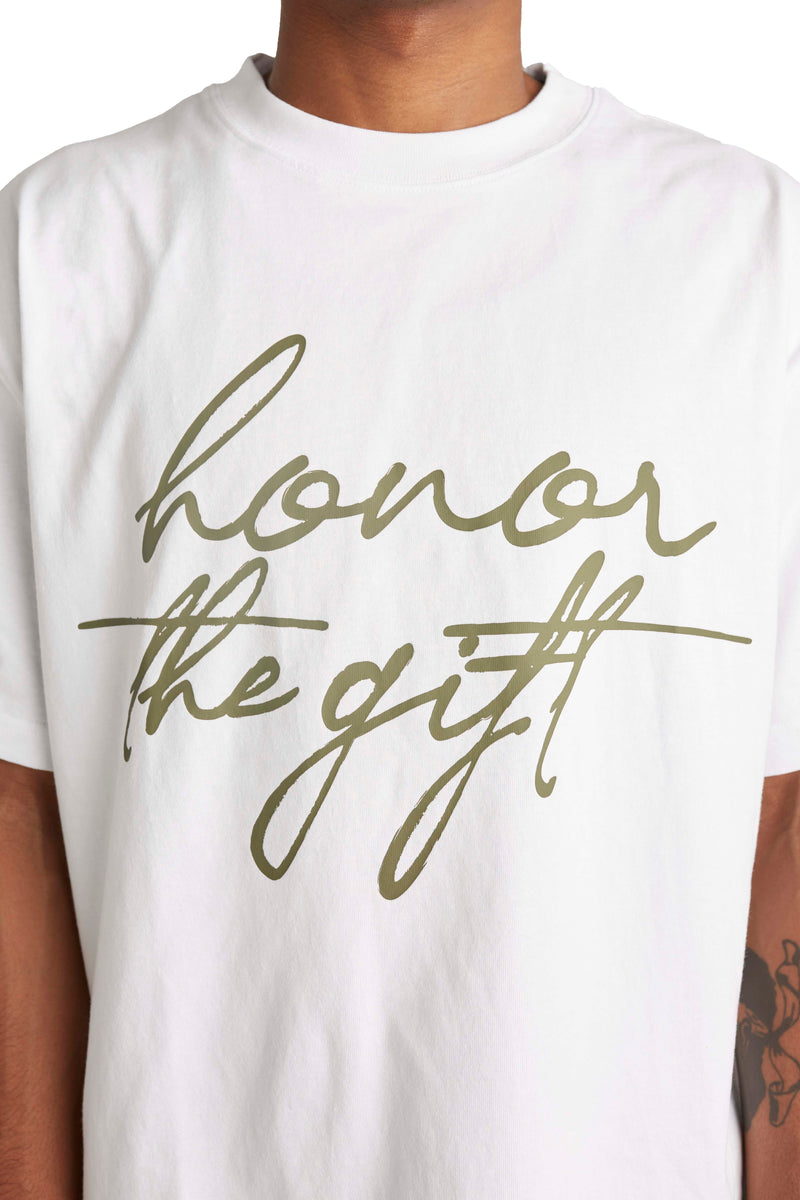 Honor The Gift Script Tee 'White' - ROOTED