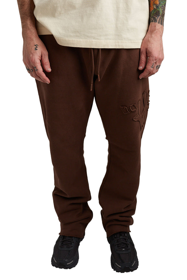 Honor The Gift Script Embroidered Sweatpants 'Brown' - ROOTED
