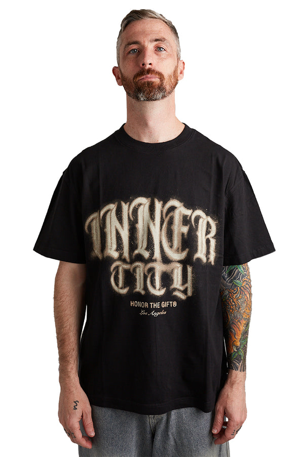 Honor The Gift Stamp Inner City Tee 'Black' - ROOTED