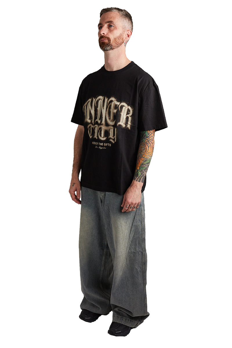 Honor The Gift Stamp Inner City Tee 'Black' - ROOTED