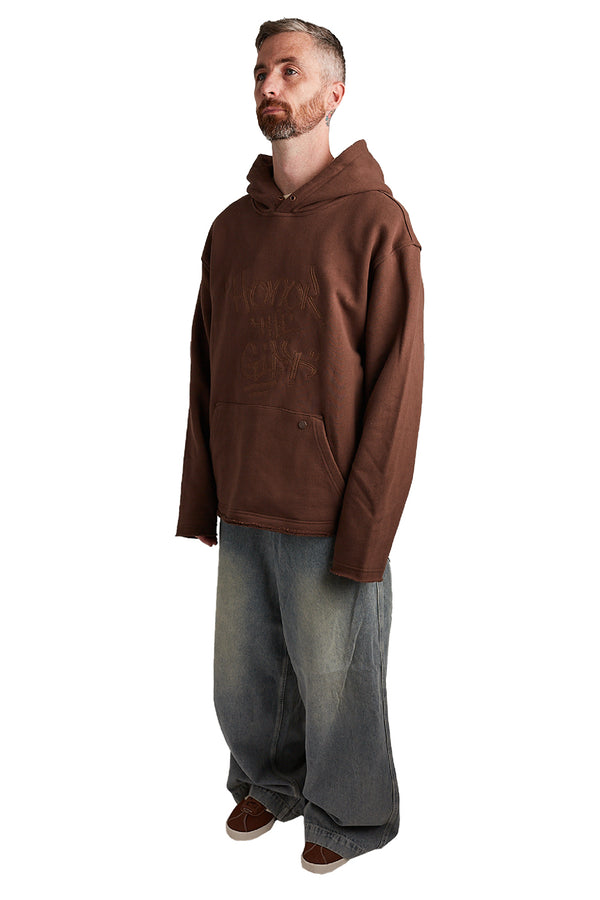 Honor The Gift Script Embroidered Hoodie 'Brown' - ROOTED