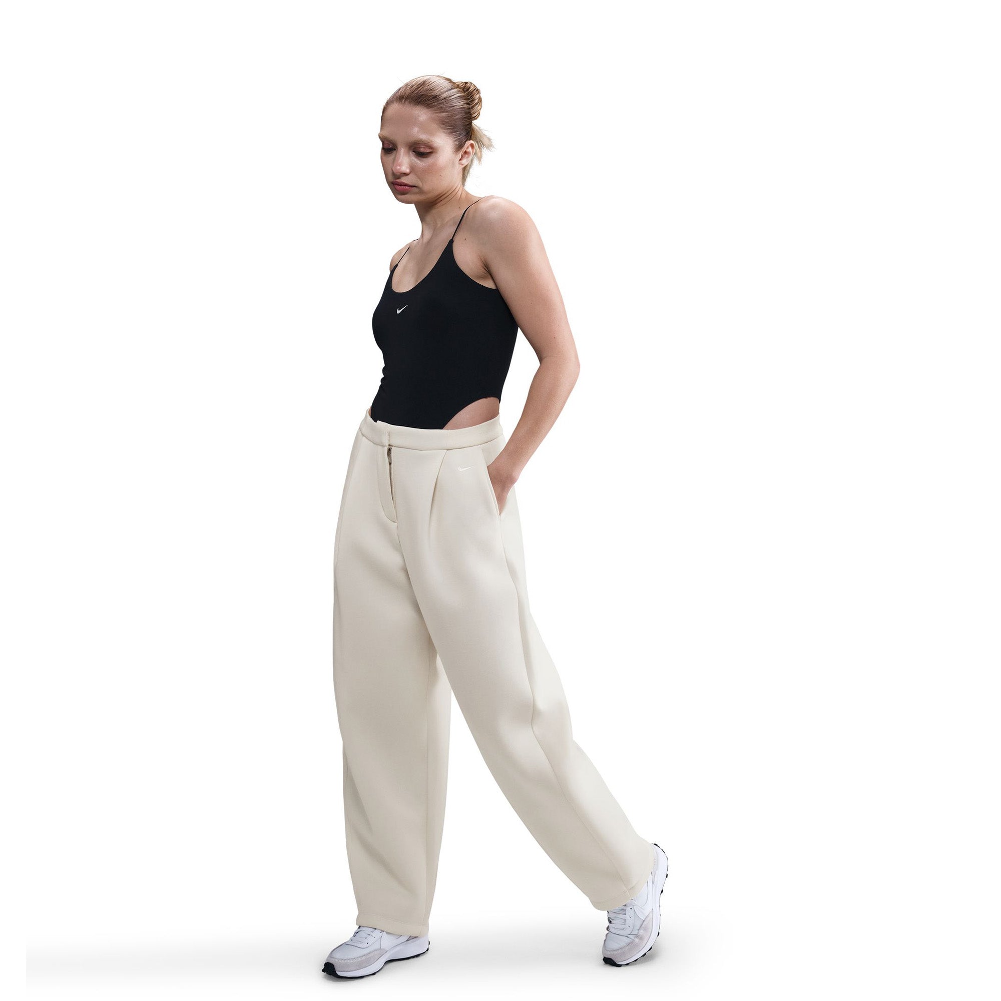 Womens Nike Sportswear Mid-Rise Loose Pants 'Pale Ivory/Sail' - ROOTED